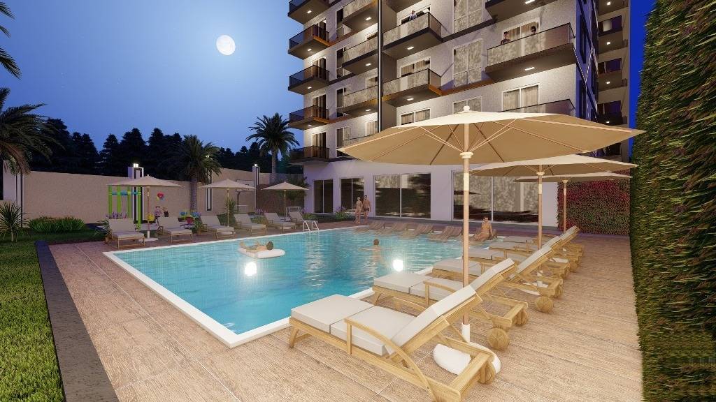 Billig lägenhet till salu i lugnt läge Alanya Turkiet - fitness, bastu, pool